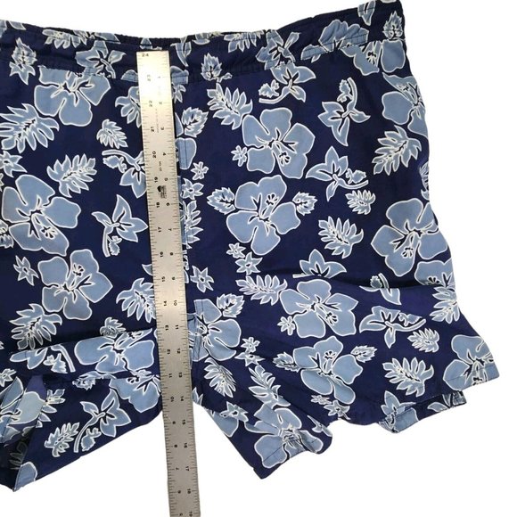 J.Crew Men's Tropical Board Shorts Large Blue Gray Hibiscus Flower Hawaiian - Picture 8 of 9